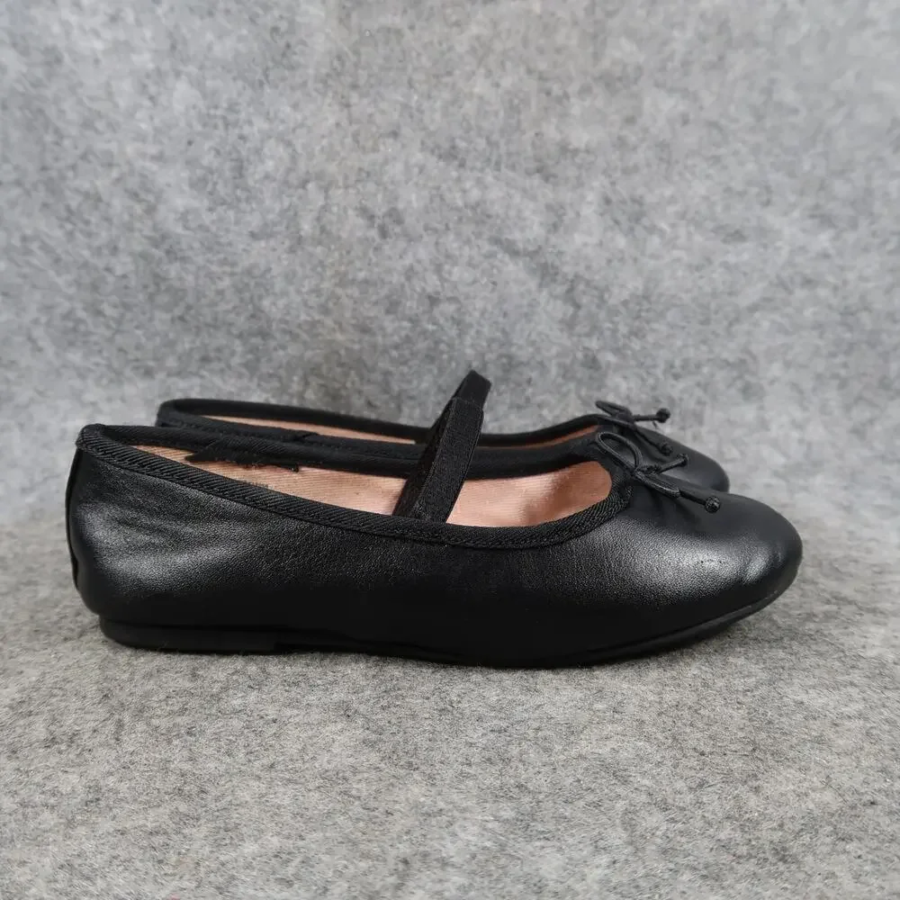 Wonder Nation Shoes Kids 10 Ballet Flats Slip On Elastic Strap Black Bow Toddler